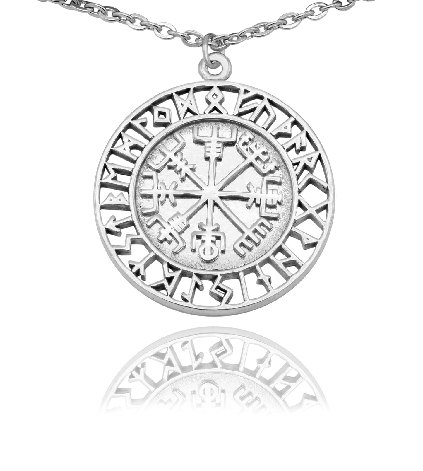 Quinnlyn & Co. Viking Compass Pendant Necklace, Thor Inspired Handmade Gifts for Men with Inspirational Quote on Greeting Card