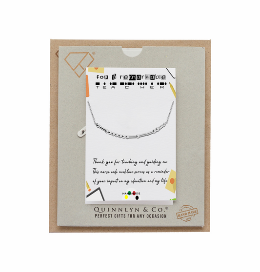QUINNLYN & CO. Teacher Morse Code Pendant Necklace, Secret Message Charm, Teachers and Mentors Appreciation Gift