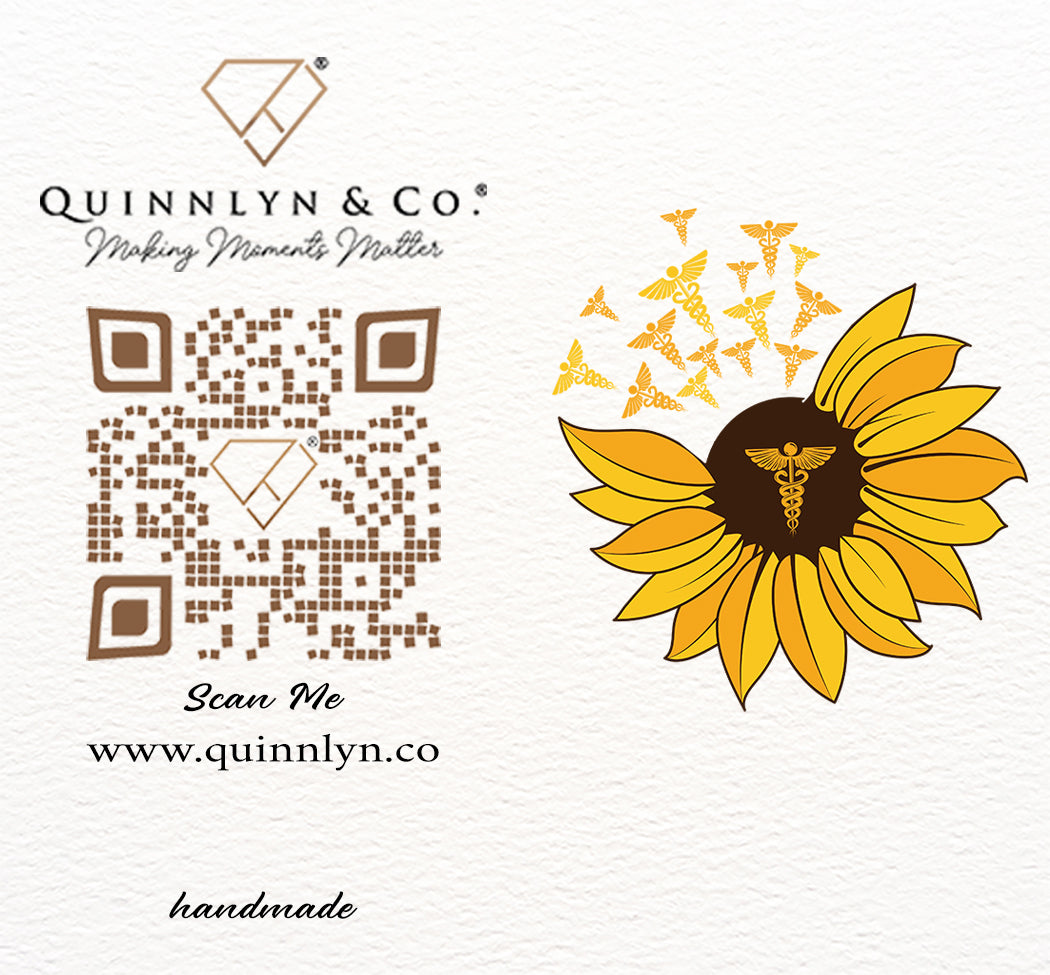 Quinnlyn & Co. Sunflower Stethoscope Charm, Gifts for Women, RN Nurses with Inspirational Quote on Greeting Card