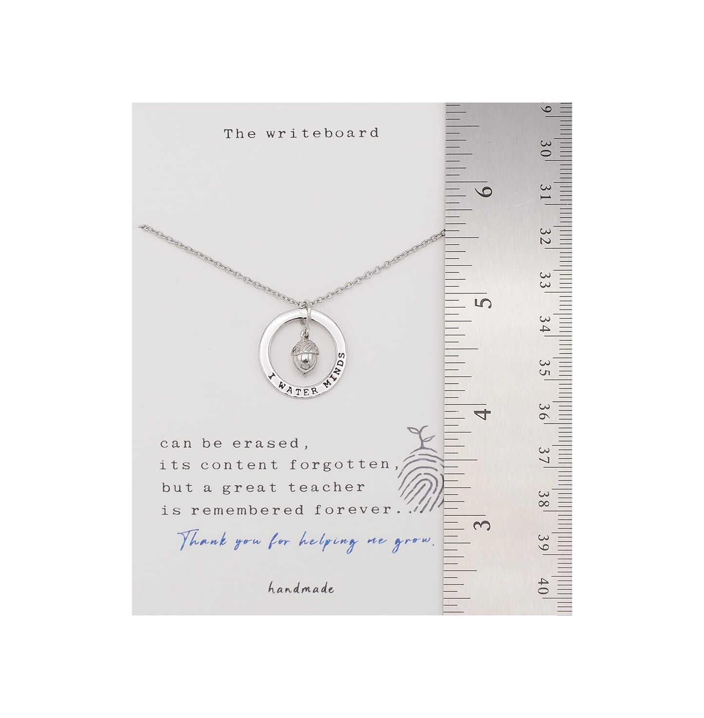Quinnlyn & Co. Acorn in Circle Pendant Necklace, Handmade Gifts for Women with Inspirational Quote on Greeting Card