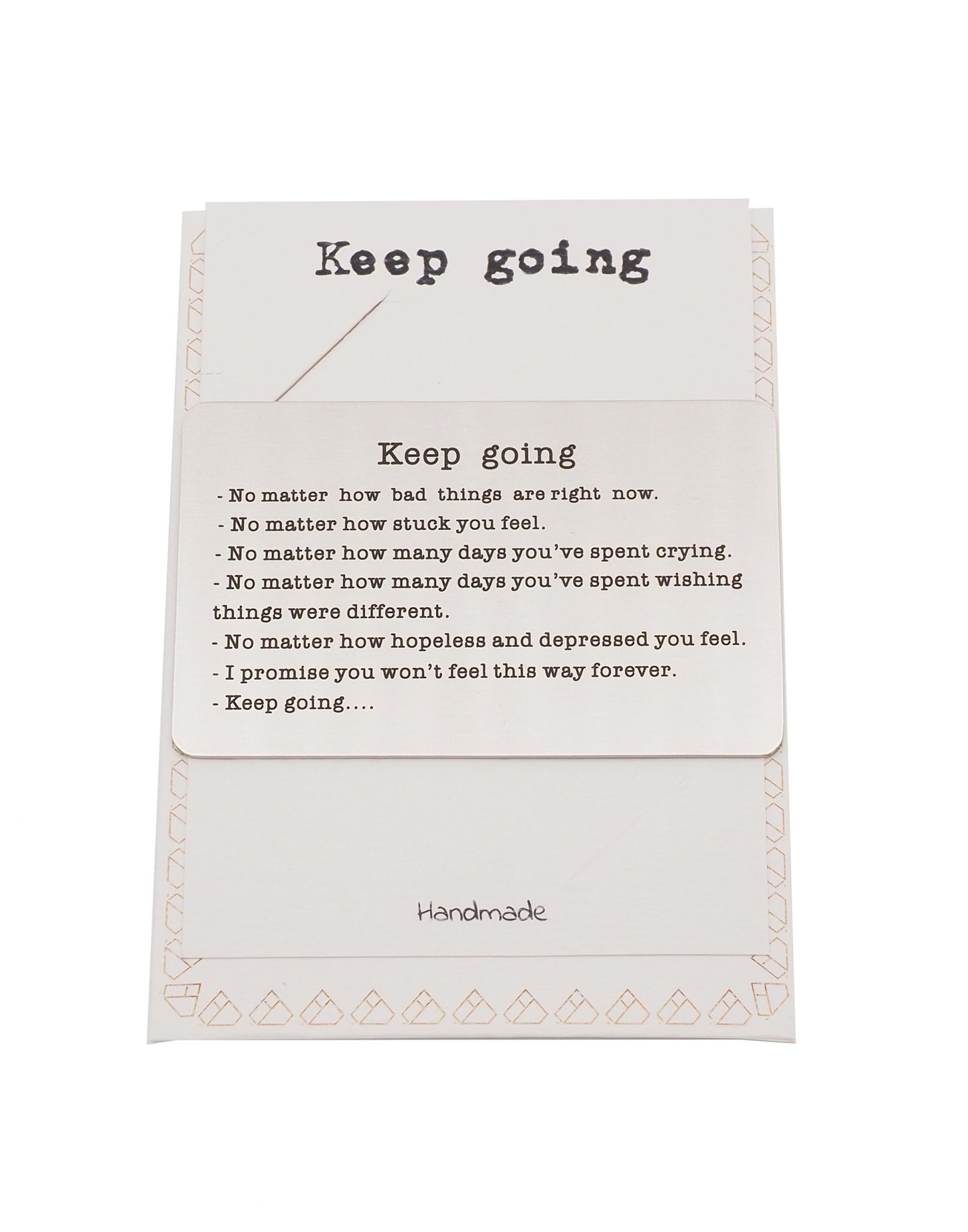 Quinnlyn & Co. Engraved Keep Going Wallet Card, Birthday Gifts for Special Someone, Gifts for Men with Inspirational Message