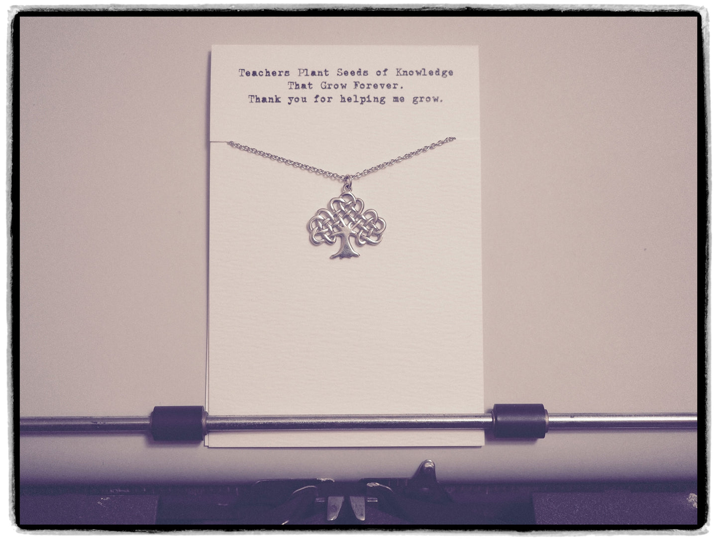 Quinnlyn - Teacher - Tree - Necklace - Pendant - Inspirational - Card