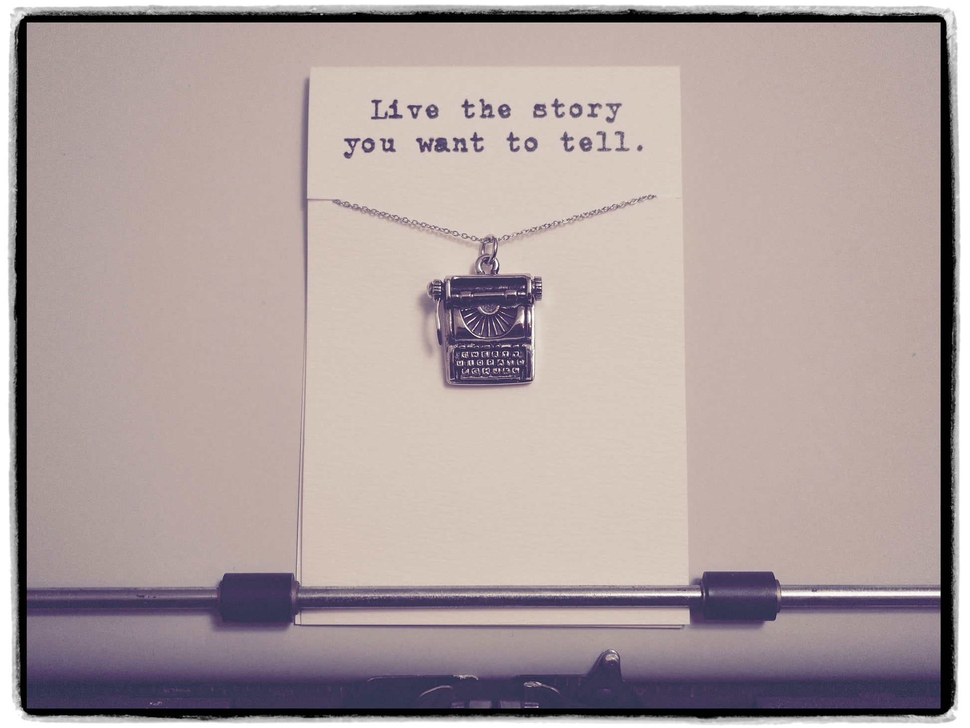 Quinnlyn - Typewriter - Necklace - Inspirational - Card - Pendant