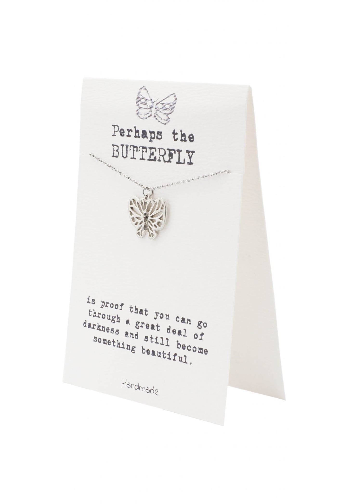 Quinnlyn & Co. Butterfly Pendant Necklace, Handmade Gifts for Women with Inspirational Quote on Greeting Card