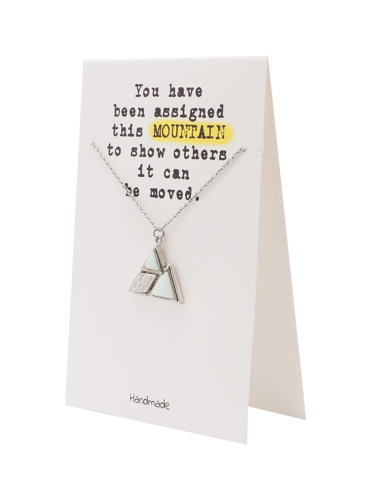 Quinnlyn & Co. Mountain Pendant Necklace, Gifts for Women with Motivational Quote on Greeting Card