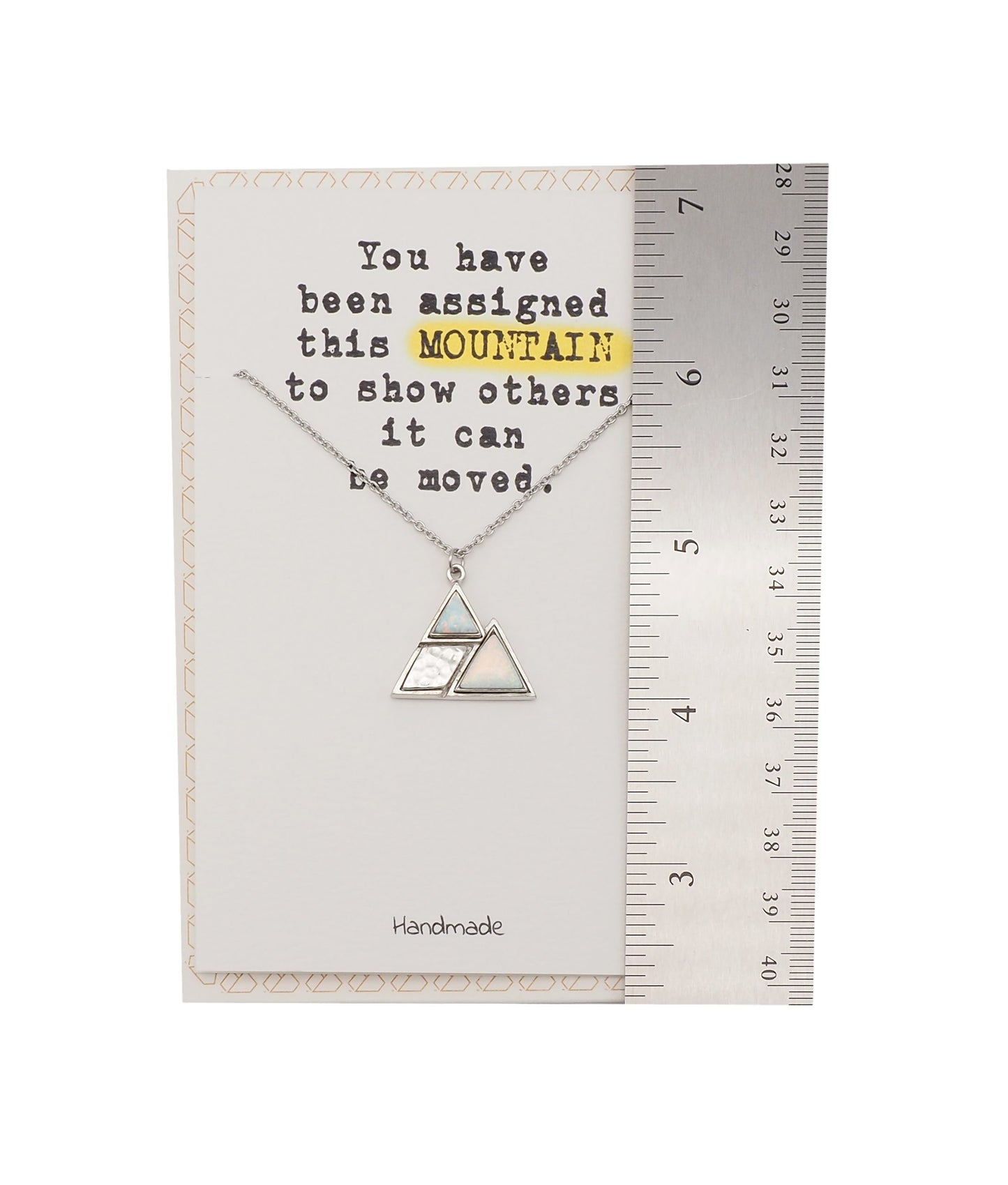 Quinnlyn & Co. Mountain Pendant Necklace, Gifts for Women with Motivational Quote on Greeting Card