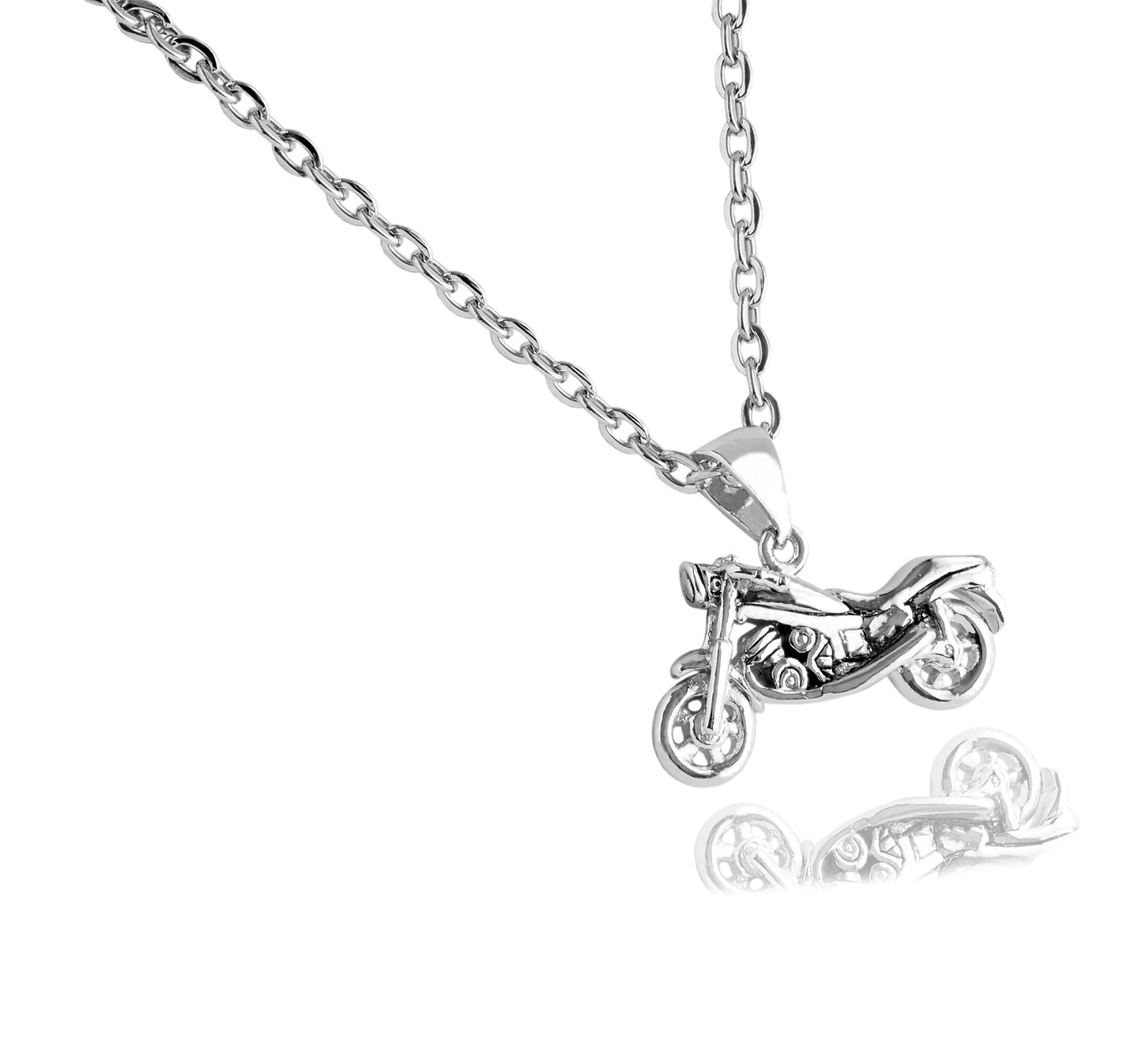 Quinnlyn & Co. Motorcycle Pendant Necklace for Women, Motivational Gifts Graduation Jewelry with Greeting Card, Silver Tone