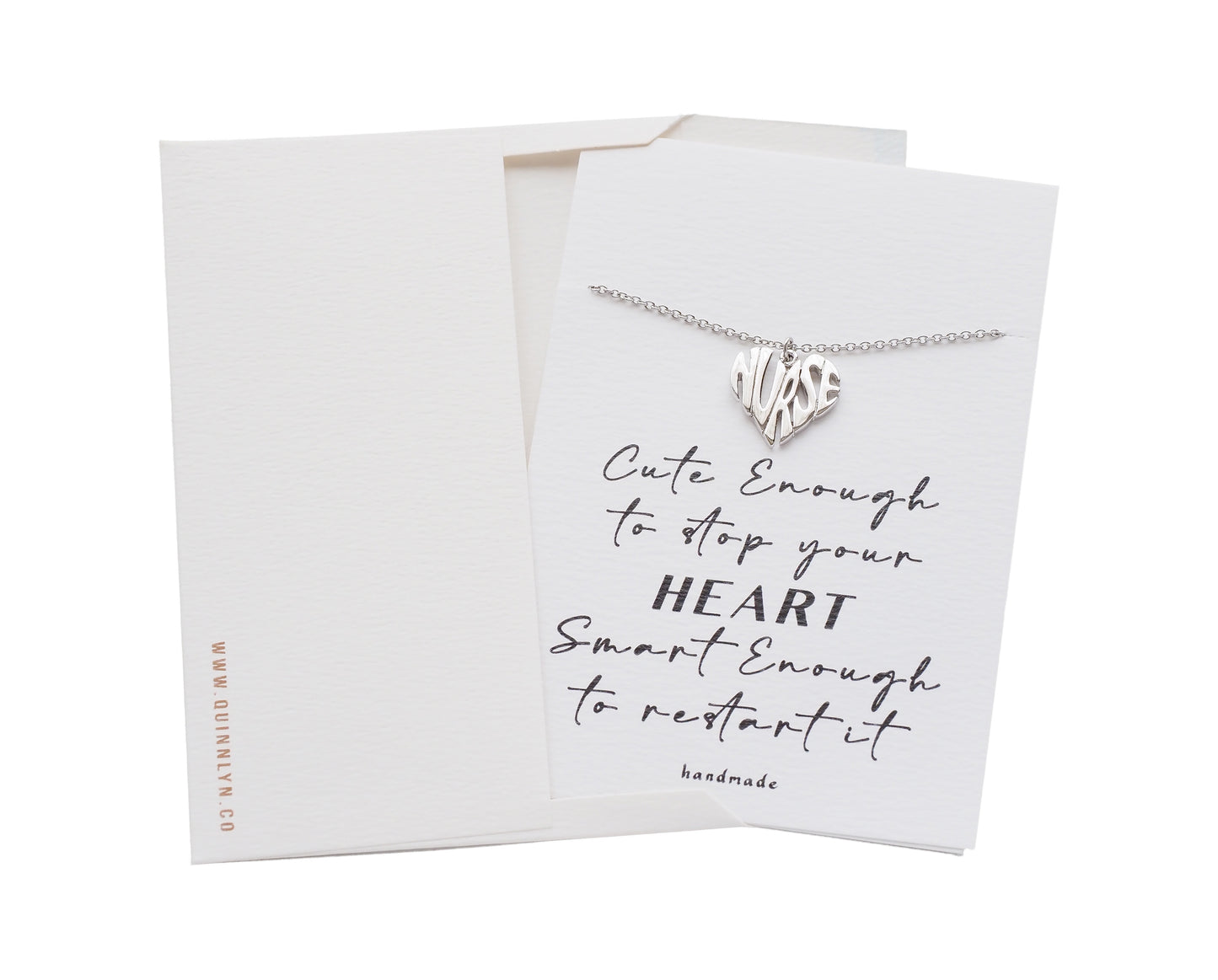 Quinnlyn & Co. Heart Pendant Necklace, Nurse Gifts for Women with Greeting Card