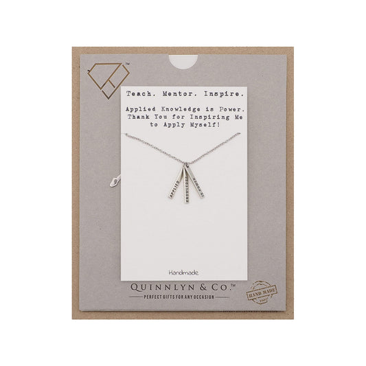 Quinnlyn & Co. 3 Bars Pendant Necklace, Teacher's Day Appreciation Gifts with Inspirational Quote on Greeting Card