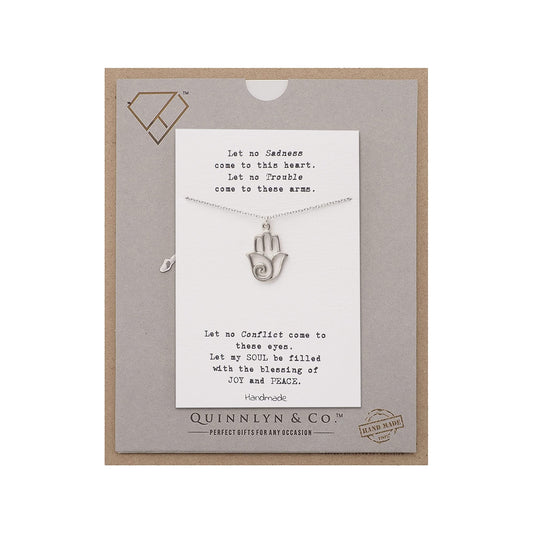 Quinnlyn & Co. Hamsa Bird Pendant Necklace, Handmade Gifts for Women with Inspirational Quote on Greeting Card
