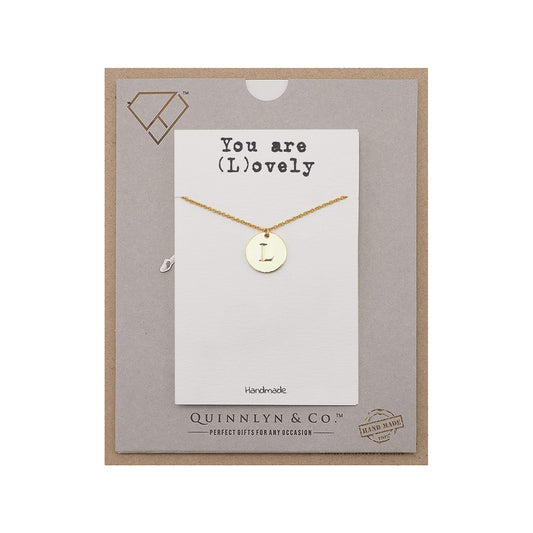 Quinnlyn & Co. Initial L on Circle Plate Pendant Necklace, Letter Necklace, Birthday Gifts for Women …