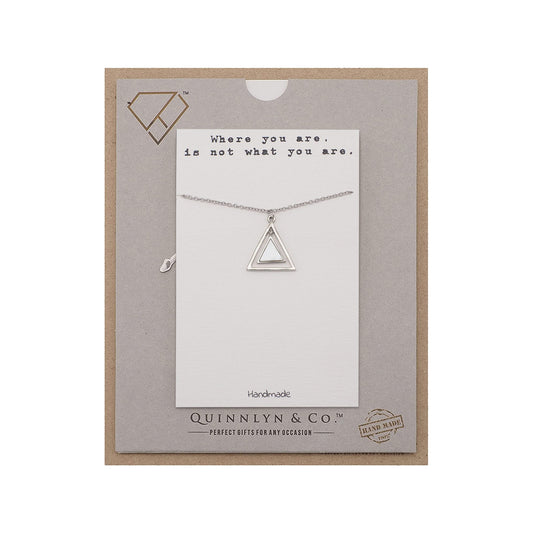 Quinnlyn & Co. Two Triangles Pendant Necklace, Handmade Gifts for Women with Inspirational Quote on Greeting Card