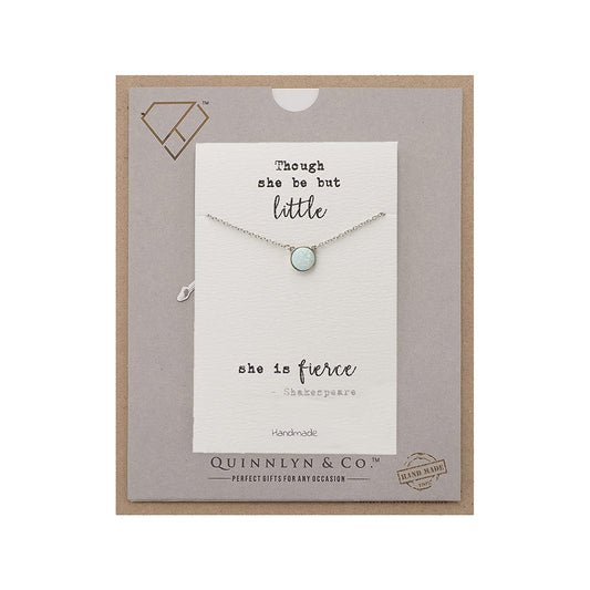 Quinnlyn & Co. White Opal Pendant Necklace, Handmade Gifts for Women with Inspirational Quote on Greeting Card