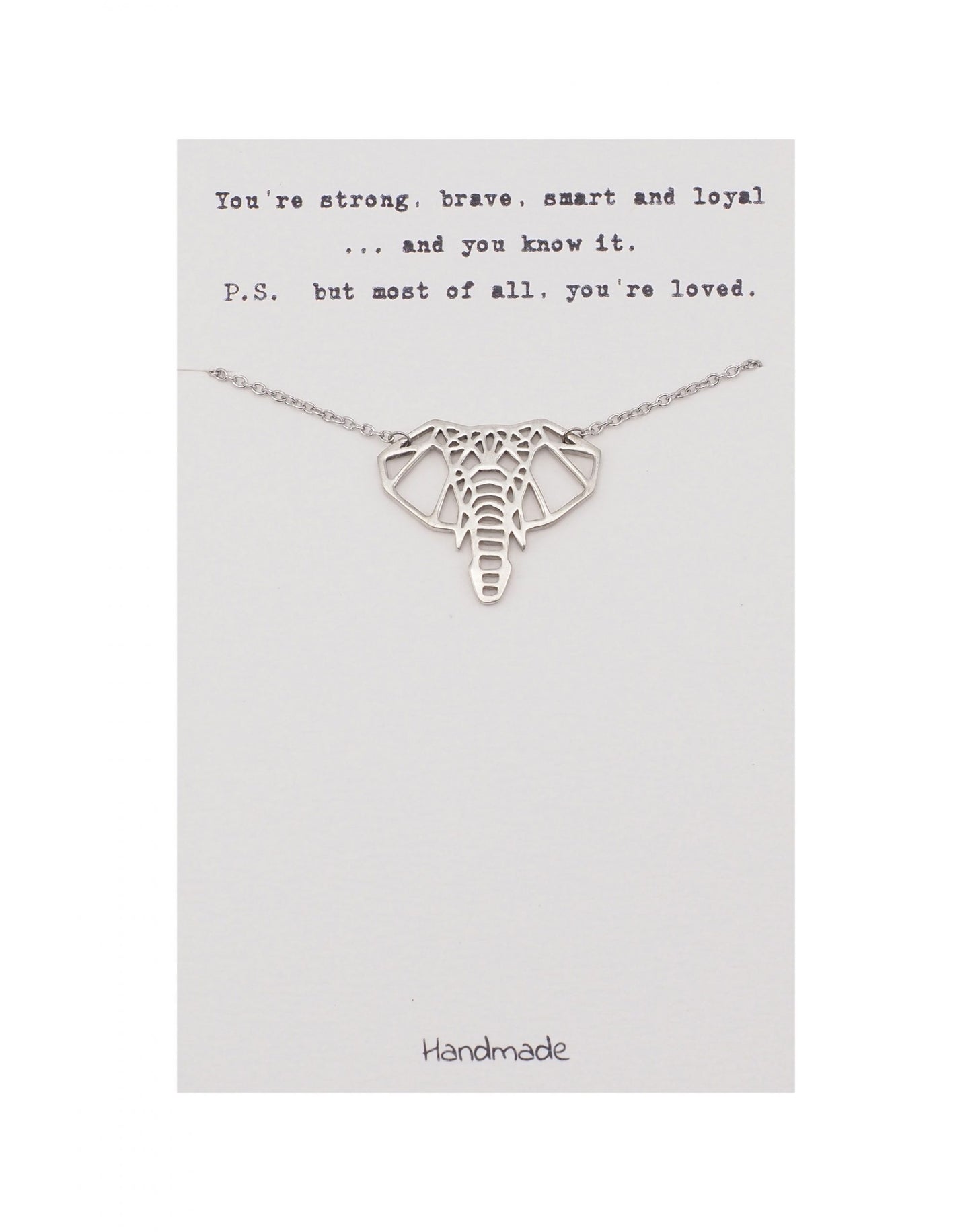 Quinnlyn & Co. Elephant Pendant Necklace, Gifts for Women with Inspirational Quote on Greeting Card