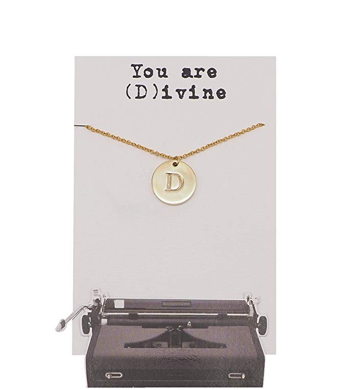Quinnlyn & Co. Initial D on Circle Plate Pendant Necklace, Letter Necklace, Birthday Gifts for Women …