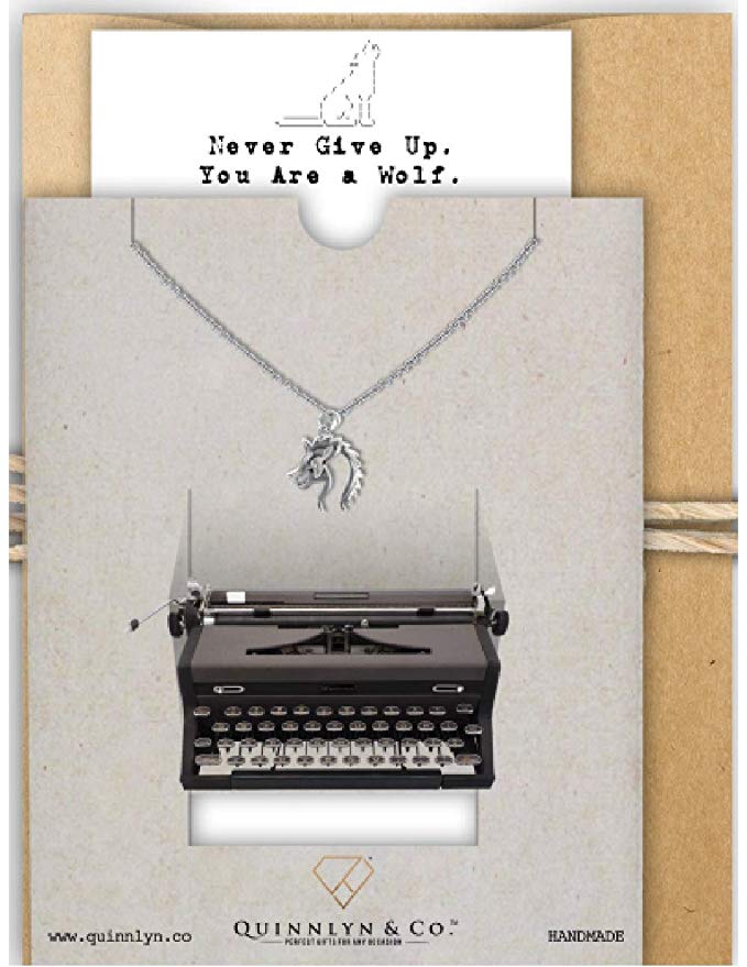 Quinnlyn - Wolf - Pendant - Never - Give - Up - Inspirational - Card